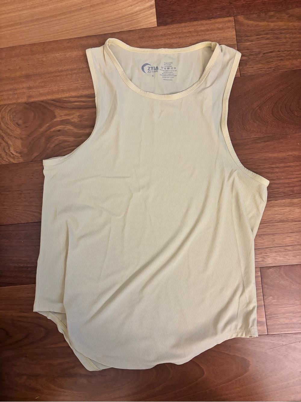 Zyia Women's Ribbed Sleeveless Tank Top - Pale Yellow